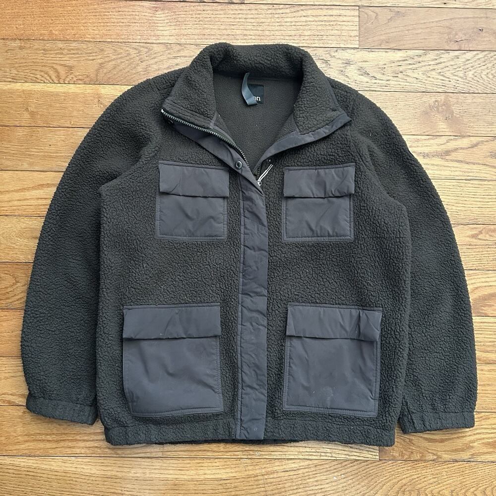 Vuori Utility Sherpa Fleece Full Zip Green Cargo Jacket VW524 Womens Small